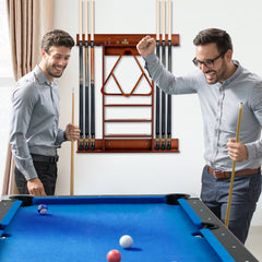 Wall-Mounted Billiards Pool Cue Rack-Brown