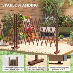 Outsunny Expanding Trellis Fence, Freestanding Movable Fence, Foldable Garden Screen Panel, 250 x 103.5 cm, Dark Brown