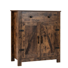 Buffet Cabinet 80 cm Farmhouse Side Board Cabinet with 5-Tier Adjustable Shelf-Rustic Brown