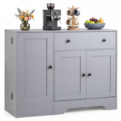 Buffet Cabinet with Storage with 3 Doors Drawers and Shelves-Grey