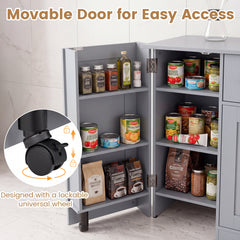 Buffet Cabinet with Storage with 3 Doors Drawers and Shelves-Grey