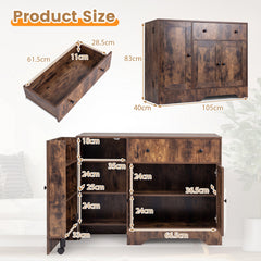 Buffet Cabinet with Storage with 3 Doors Drawers and Shelves-Rustic Brown