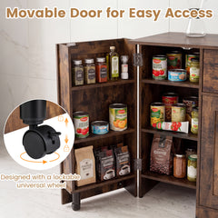 Buffet Cabinet with Storage with 3 Doors Drawers and Shelves-Rustic Brown
