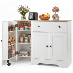 Buffet Cabinet with Storage with 3 Doors Drawers and Shelves-White