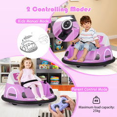 6V Kids Ride on Battery Powered Bumping Car with Flashing LED Lights-Pink