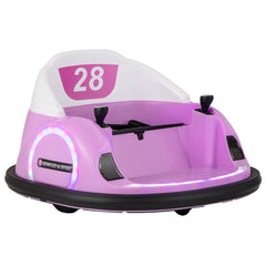 6V Kids Ride on Battery Powered Bumping Car with Flashing LED Lights-Pink