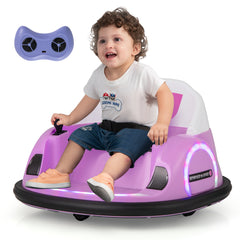 6V Kids Ride on Battery Powered Bumping Car with Flashing LED Lights-Pink