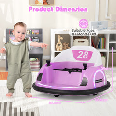 6V Kids Ride on Battery Powered Bumping Car with Flashing LED Lights-Pink