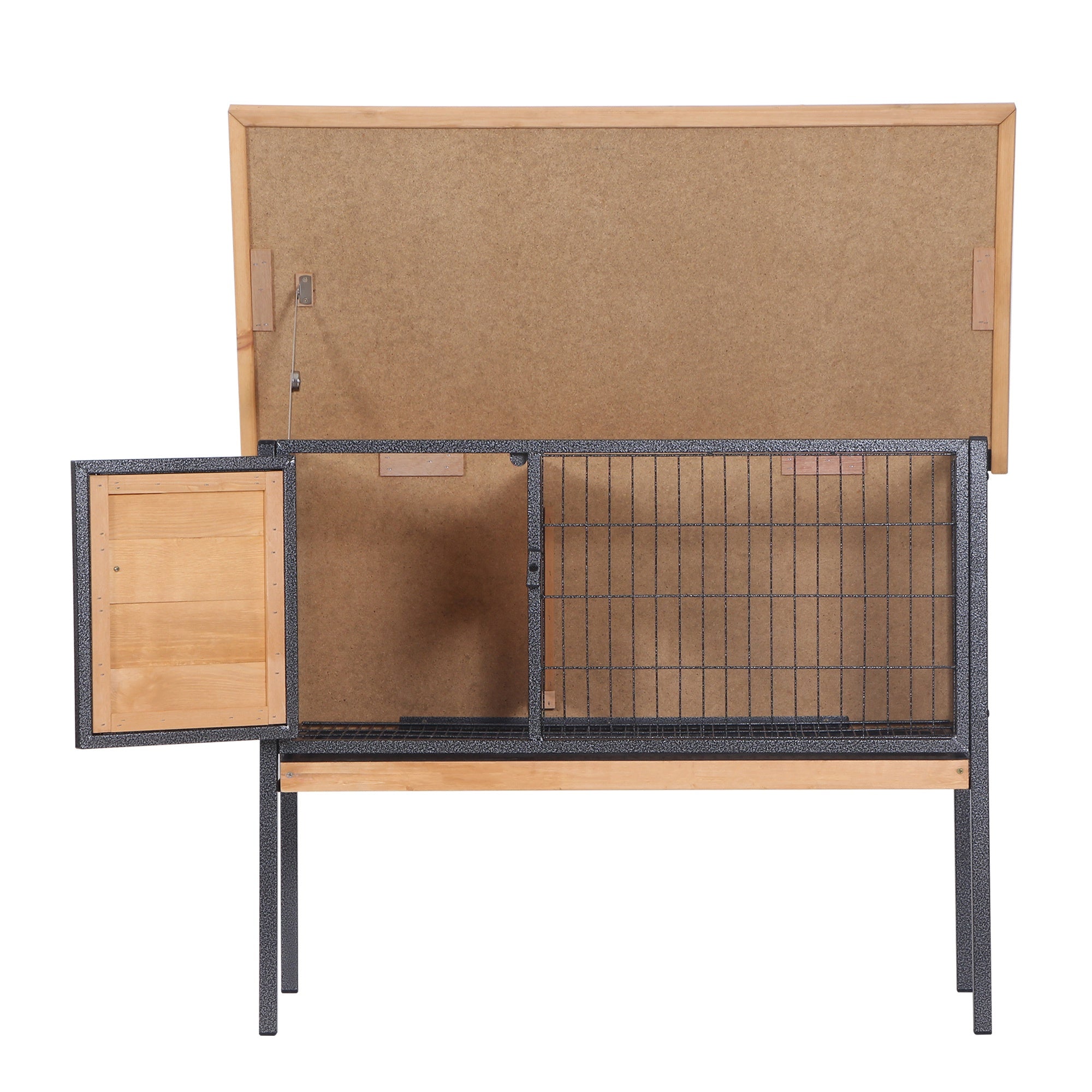 PawHut Wooden Guinea Pigs Hutches Elevated Pet House Bunny with Slide-Out Tray Outdoor Natural