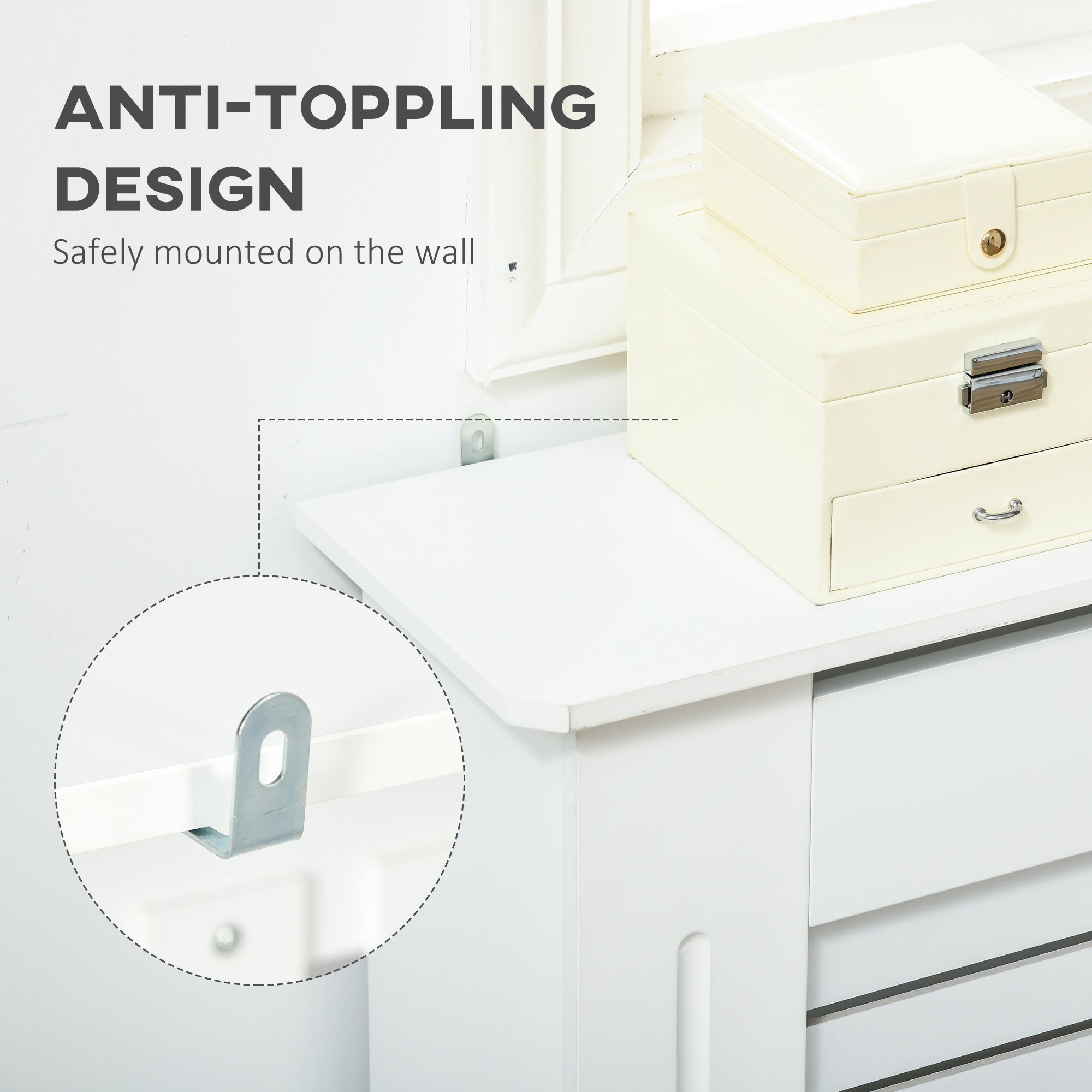 HOMCOM Set of 2 MDF Extendable Radiator Cover with Cabinet Shelving, Home Office Slatted Design, White 139-208.5L x 20.5W x 82.5H cm