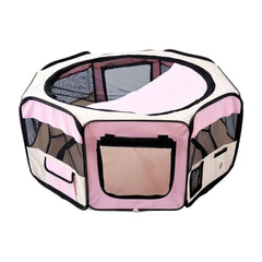 PawHut Portable Cat Dog Playpen Pet Puppy Rabbit Guinea Pig Pen Run Dia in Pink