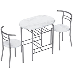 HOMCOM Three-Piece Compact Dining Set - White Marble Effect