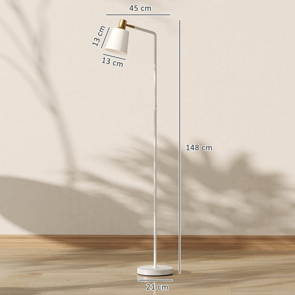 HOMCOM Modern Standing Lamp, Floor Lamp with 350° Rotatable Head for Living Room, White