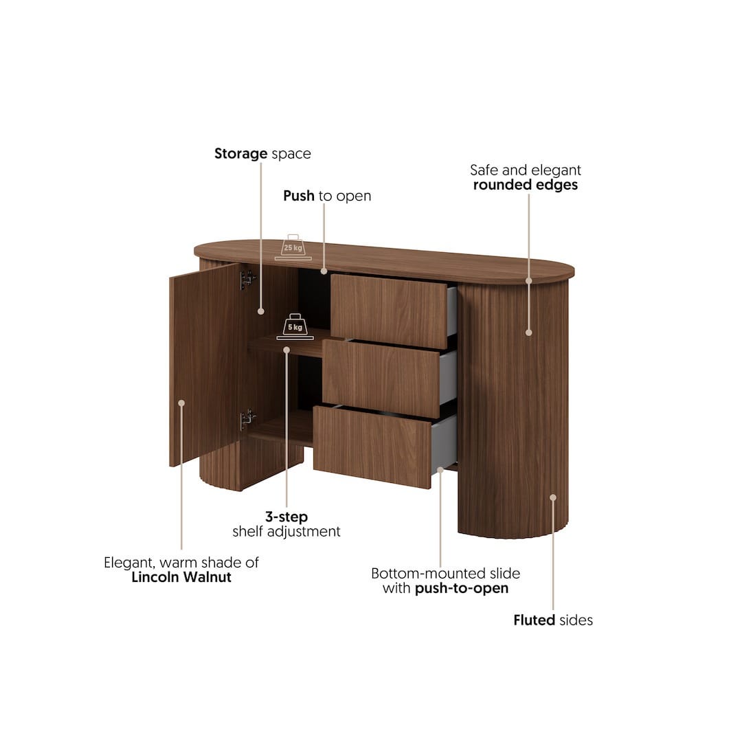 Cavo Chest Of Drawers 139cm in Oak Walnut, image 7
