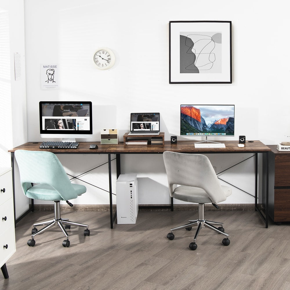 Reversible Corner Study Workstation and Writing Desk in Rustic Brown