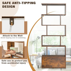 Anti-tipping safety design for the bookcase, showing how to attach it to the wall