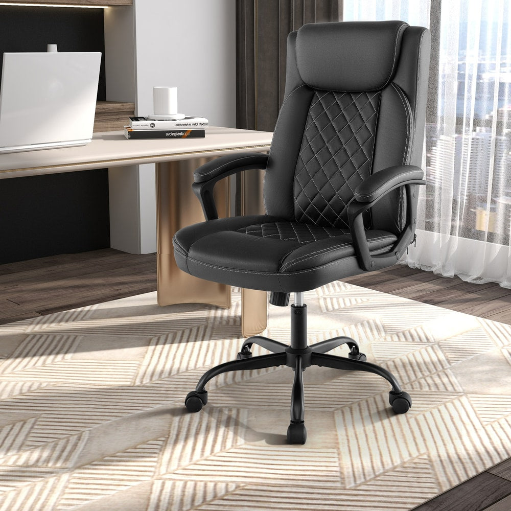 The office chair placed in a modern home study next to a desk