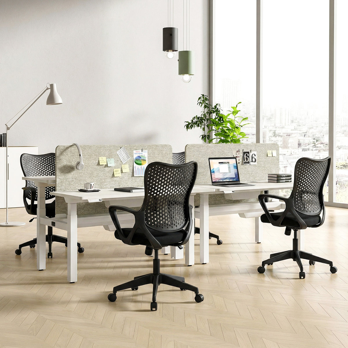 Ergonomic Office Chair with Padded Cushion and Butterfly Backrest Adjustable Swivel-Black