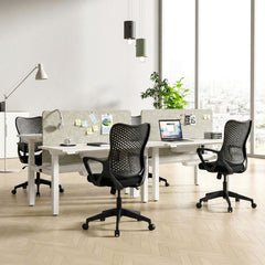 Ergonomic Office Chair with Padded Cushion and Butterfly Backrest Adjustable Swivel-Black