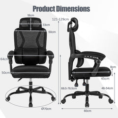 Ergonomic Office Computer Mesh Chair with High Back and Adaptive Lumbar Support-Black