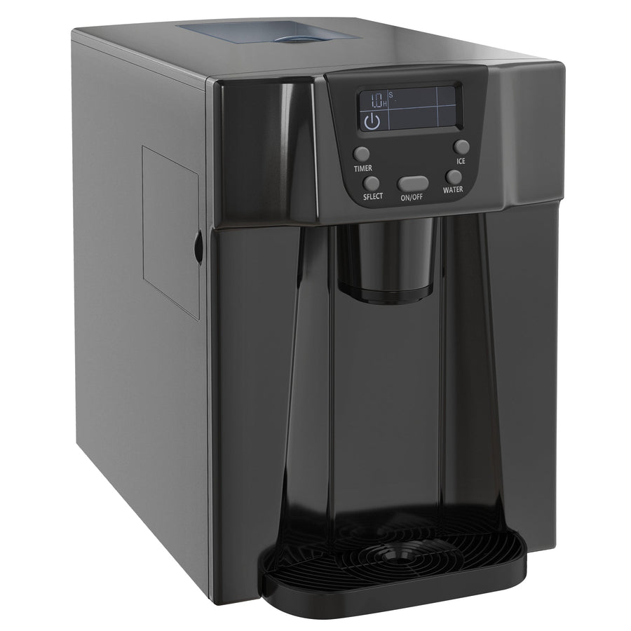 HOMCOM 3L Ice Maker Machine and Water Dispenser, 12kg in 24H, 2 Sizes 9 Ice Cubes Ready in 6-10 Mins Ice Machine, Black