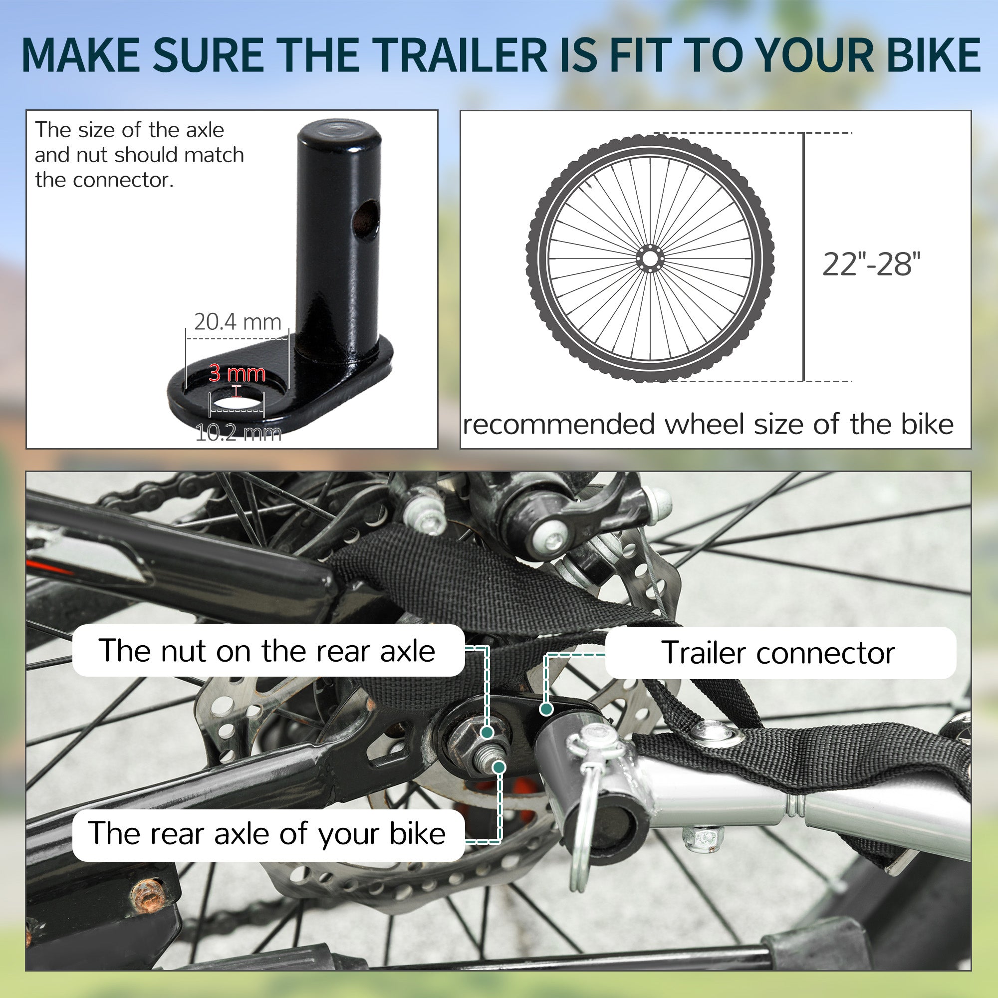 HOMCOM Two-Wheel Bicycle Large Cargo Wagon Trailer Oxford Fabric, Folding Storage, & Removable Cover, Red&Black