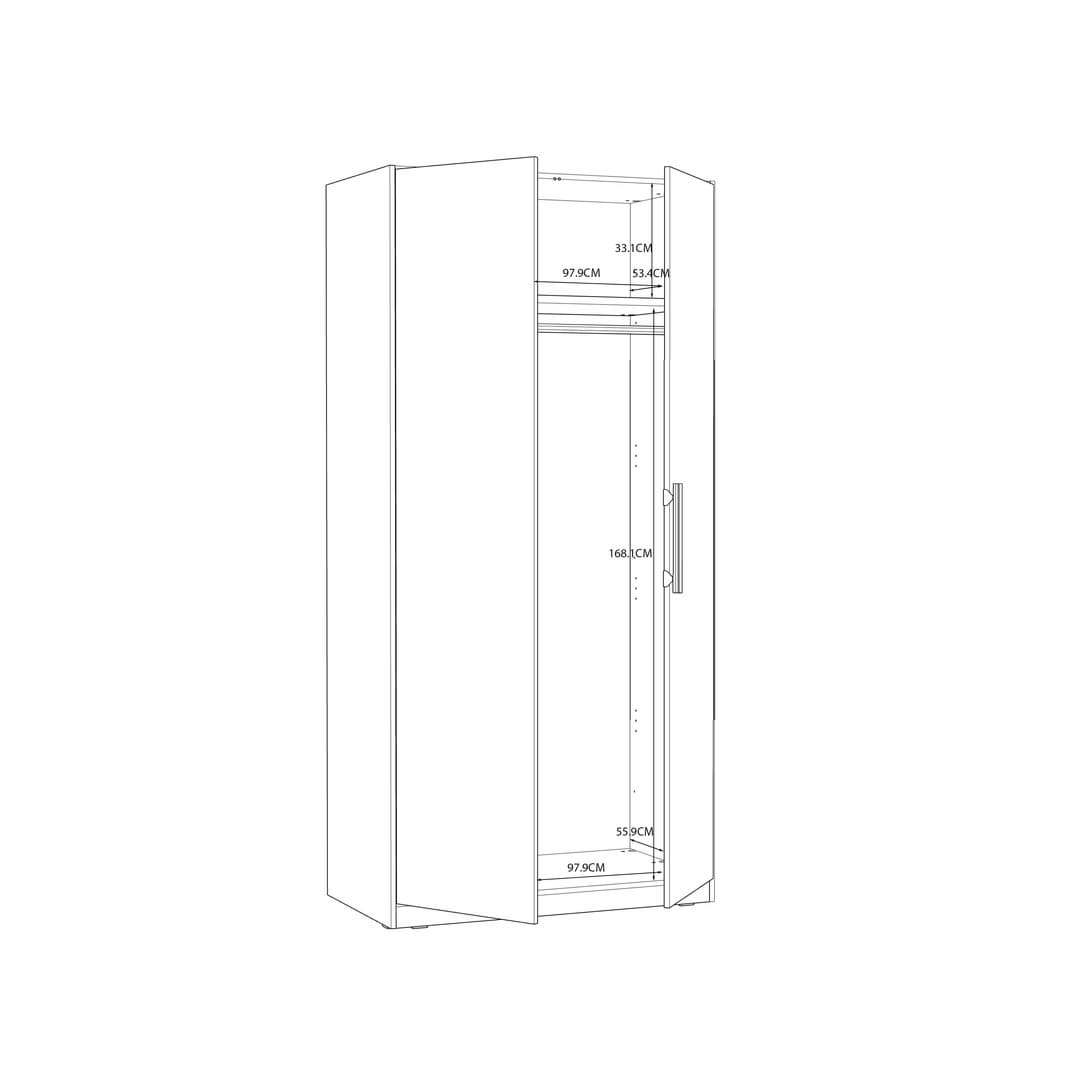 Cadixo Hinged Door Wardrobe 101cm, image 14