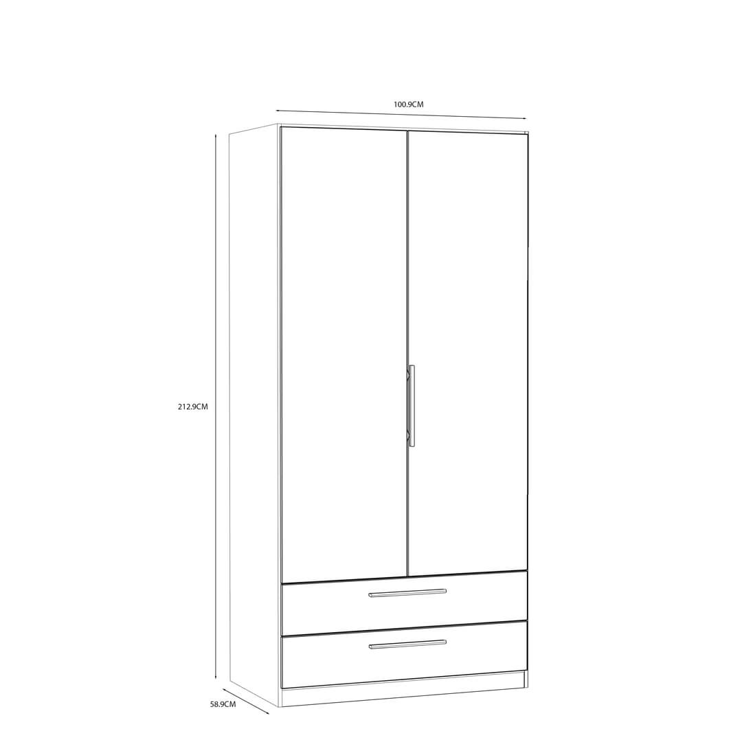 Cadixo Hinged Door Wardrobe 101cm [Drawers], image 10