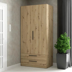 Cadixo Hinged Door Wardrobe 101cm [Drawers] in Oak Artisan
