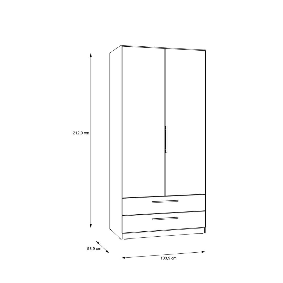 Cadixo Hinged Door Wardrobe 101cm [Drawers], image 6