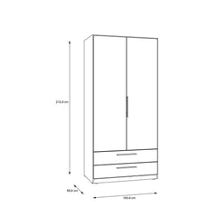 Cadixo Hinged Door Wardrobe 101cm [Drawers], image 6