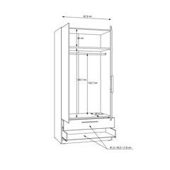 Cadixo Hinged Door Wardrobe 101cm [Drawers], image 7