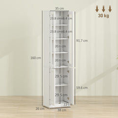 HOMCOM Tall Bathroom Storage Cabinet, 6-Tier Slim Bathroom Cabinet with Adjustable Shelf, 4 Soft-Close Doors, White