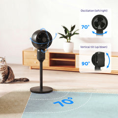 HOMCOM Air Circulator Fan Pedestal Cooling Fan with 3 Speed and Carry Handle, 9 Inch, Black