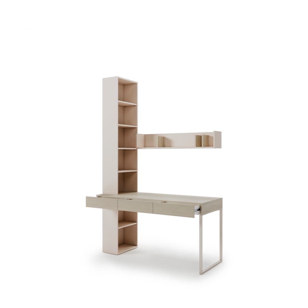 Charlie CH-28 Desk With Bookcase & Shelf 150cm in Cashmere, image 2