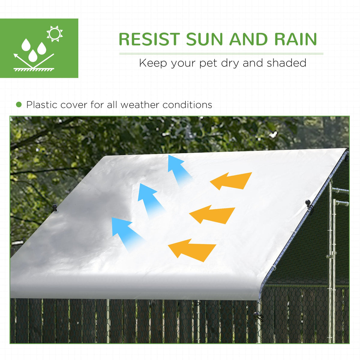 PawHut Large Chicken Coop, Galvanised Walk In Chicken Coop Hen House w/ Water-Resist Cover, 3 x 1.7 x 1.9m