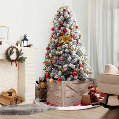 Christmas Tree Box Stand with Hook and Loop Fasteners-Brown-L