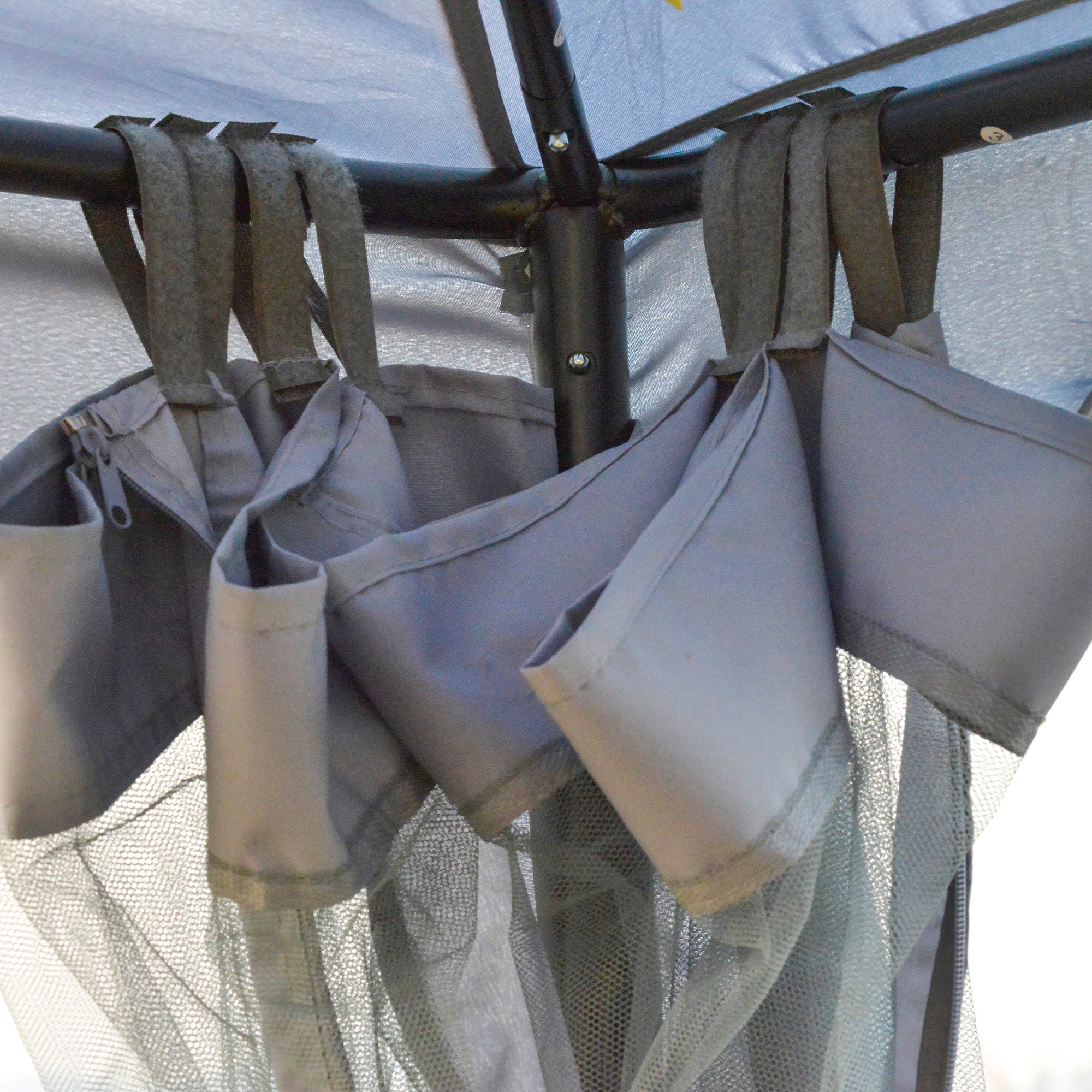 Outsunny 3 x 3 m Metal Gazebo, Garden Pavillion, Double√Ç Roof Outdoor Canopy Shelter with Mesh Sidewalls, Grey