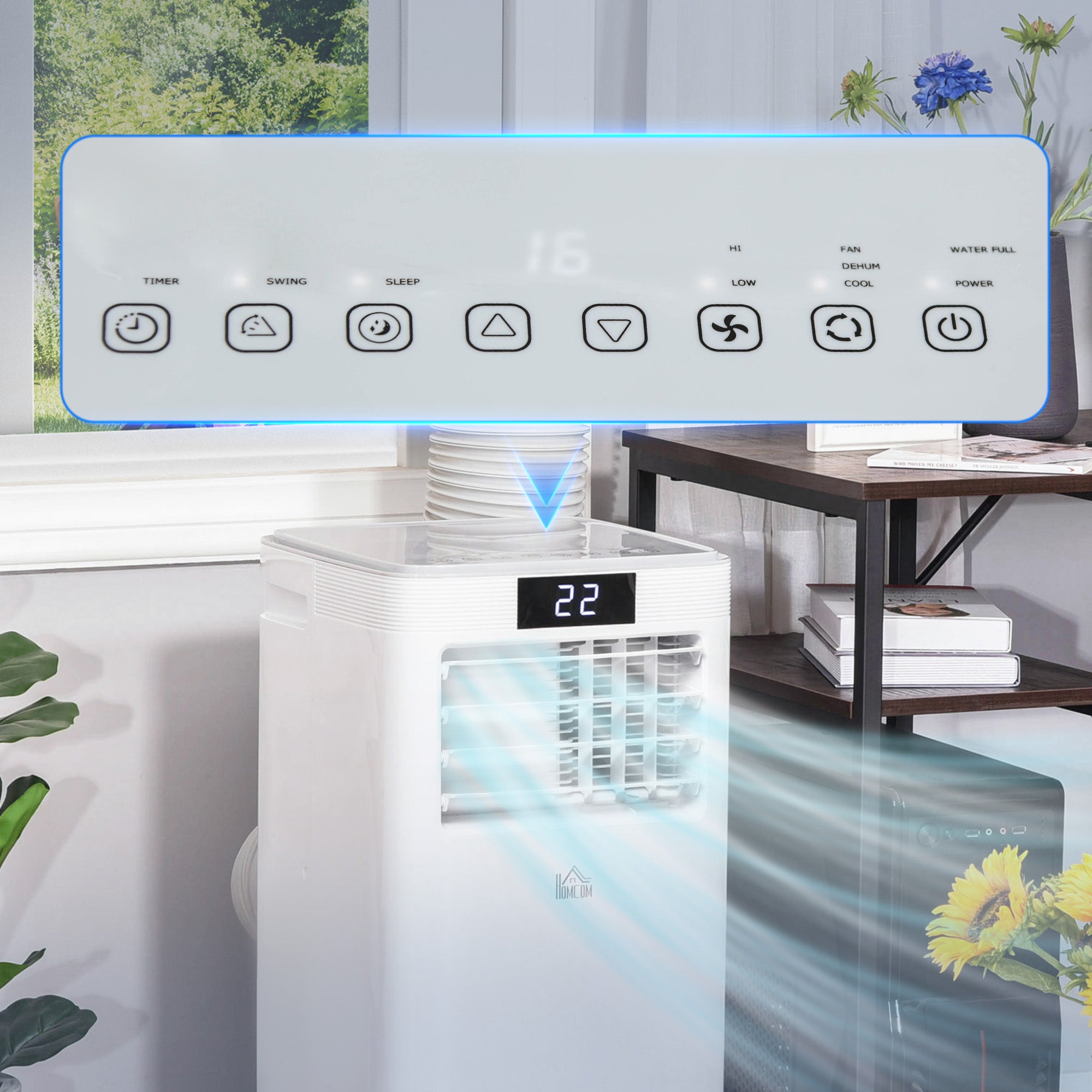 HOMCOM 8000 BTU Air Conditioning Unit, 3-in-1 Portable Air Conditioner, Dehumidifier, Cooling Fan with Remote Control, Digital Display, 2 Speeds, 24H Timer, Window Venting Kit, 18m√Ç¬≤