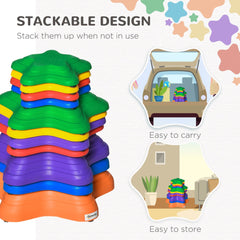 Outsunny 11-Piece Balance Stepping Stones for Kids Starfish Style Non-slip Obstacle Course Stackable Balance Blocks Garden Toys Encourage Toddler Sensory Toys Indoor Outdoor - Multicoloured