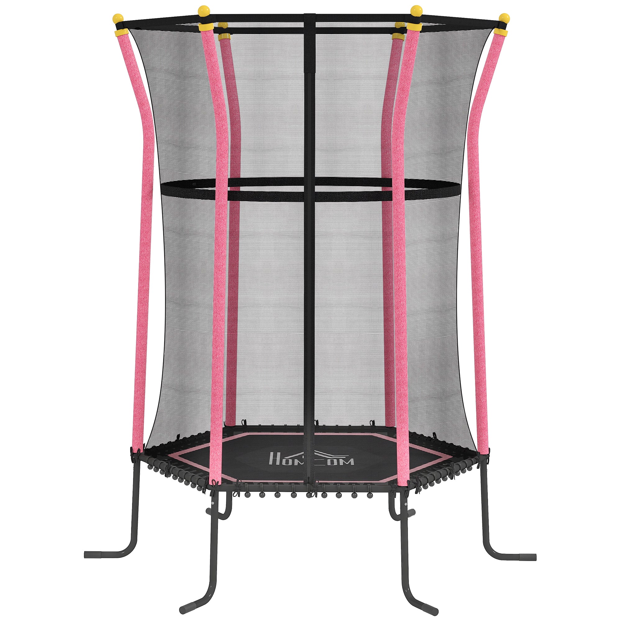 HOMCOM Kids Trampoline Mini Bouncer with Enclosure Safety Net For Ages 3-10 Years - Pink