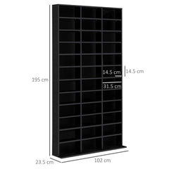 HOMCOM 1116 CD/ 528 DVD Storage Unit, Media Storage Shelf, Wooden Display Unit with Adjustable Shelves, 102 x 195 cm, Black