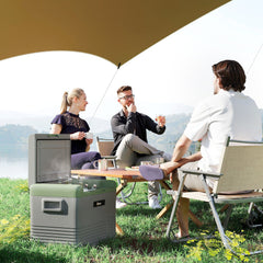 Outsunny 40L Portable Car Refrigerator - Light Green and Grey