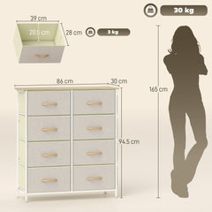 HOMCOM Chest of Eight Fabric Drawers - Beige