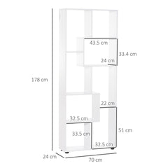 HOMCOM 8-Cube Bookcase, Tall Display Shelf, Standing Storage Rack for Study Room, Living Room, 70 x 24 x 178cm, White