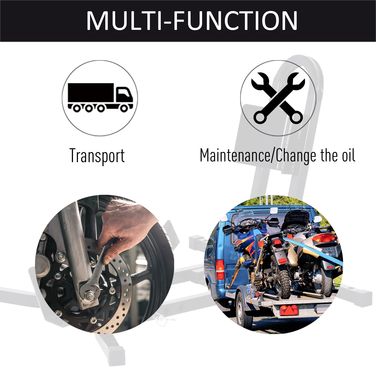 HOMCOM Metal Motorcycle Motorbike Wheel Chock Locking Stand System 17√¢‚Ç¨¬ù,19√¢‚Ç¨¬ù,21√¢‚Ç¨¬ù/43,48,51 Cm Front Wheels Steel Adjustable Fixing Tyre Holder Support
