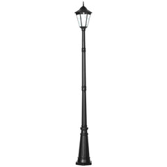 Outsunny 2.4 m Garden Lamp Post Light, LED Solar Powered Patio Path Lighting Lamp with Aluminium Frame, PIR Motion Sensor for Lawn, Pathway, Driveway, Black