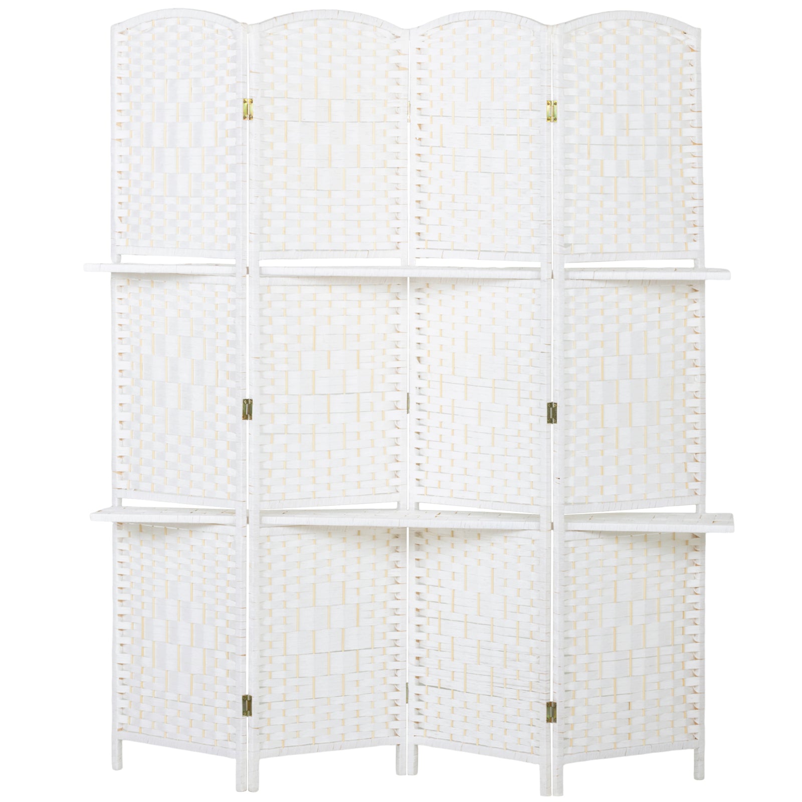 HOMCOM Freestanding Privacy Screen, 4 Panel Folding Room Divider for Living Room, Bedroom and Office, 160 x 170cm, White