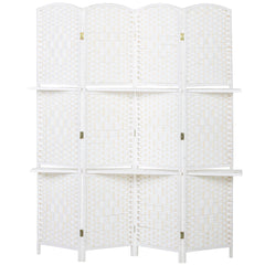 HOMCOM Freestanding Privacy Screen, 4 Panel Folding Room Divider for Living Room, Bedroom and Office, 160 x 170cm, White