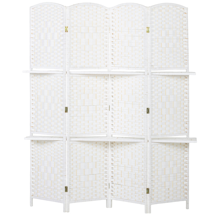 HOMCOM Freestanding Privacy Screen, 4 Panel Folding Room Divider for Living Room, Bedroom and Office, 160 x 170cm, White